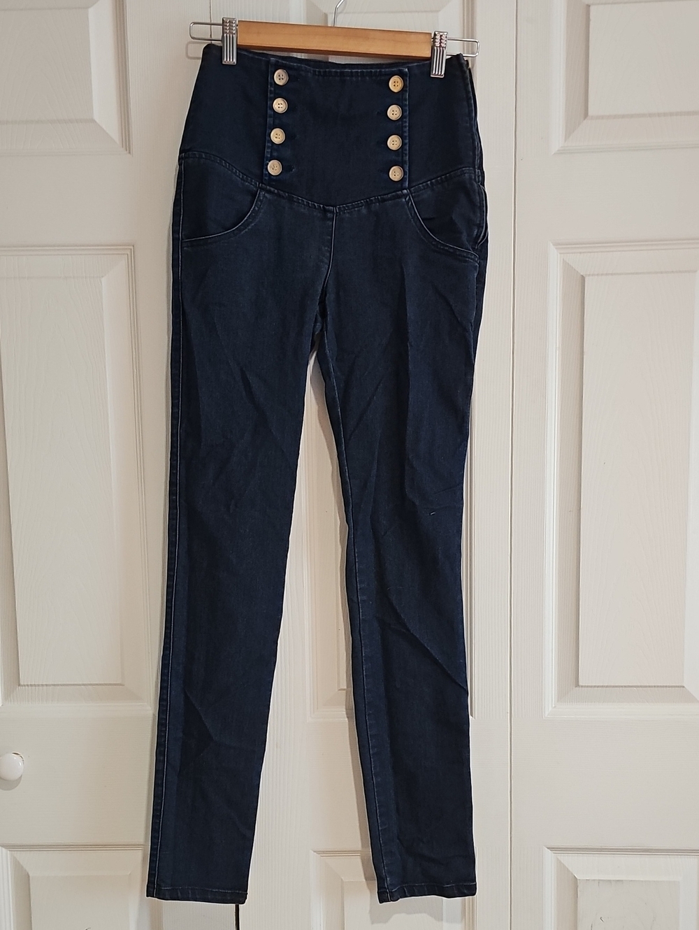 Original Denim Factory High Rise Sailor Button Skinny Jeans | Size 6